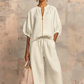 🎉 LIMITED TIME 50% OFF! 👚 Women's Solid 2-Piece Tracksuit Set with Puff Sleeves & Wide-Leg Pants – Chic Zipper Detail & Relaxed Comfort 🌸