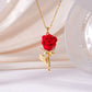🌹 LIMITED-TIME 50% OFF! ✨ Elegant Red Rose Pendant Necklace – Velvet Bloom, Crystal Accents, Gold-Tone ✨