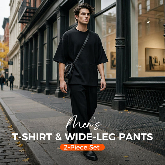 📢📢40% OFF !! ⏰Men's T-Shirt & Wide-Leg Pants 2-Piece Set