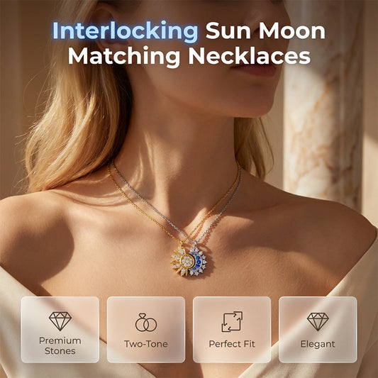 📢📢50% OFF !! ⏰Sun and Moon Pendant Necklace with Rhinestones