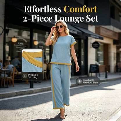 Women's Casual 2-Piece Set with Contrast Trim