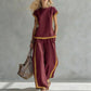 Women's Casual 2-Piece Set with Contrast Trim