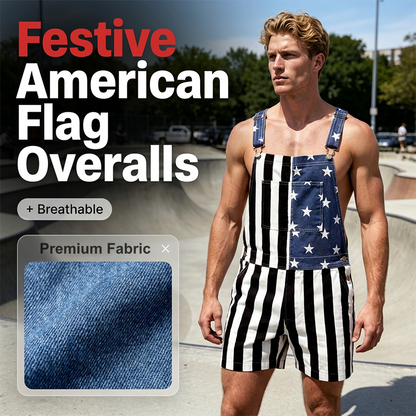 📢📢40% OFF !! ⏰American Flag Unisex Overalls Shorts