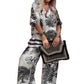 👚 50% OFF NOW! 🌸 Women's Casual Printed V-Neck Set – Soft & Breathable – V-Neck Top & Long Pants 🍃