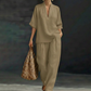 🎉 LIMITED TIME 50% OFF! 👚 Women's Casual V-Neck Top & Wide-Leg Trousers Set – Soft & Breathable for Summer, Work or Resort 🌸
