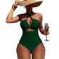 👙 50% OFF NOW!🌊 Criss Cross Halter One-Piece Swimsuit – High Waisted Tummy Control & Chic Cutout – Quick Dry Beach Bathing Suit 🏖️
