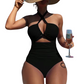 👙 50% OFF NOW!🌊 Criss Cross Halter One-Piece Swimsuit – High Waisted Tummy Control & Chic Cutout – Quick Dry Beach Bathing Suit 🏖️