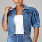 🧥 50% OFF NOW!🎀 Women's Puff Short Sleeve Cropped Denim Jacket – Vintage Hardware & Soft Blend – Flattering Waistline Cut 🌟