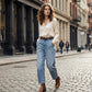 📢📢30% OFF !! ⏰Women's High Waisted Cropped Barrel Jeans