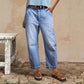 📢📢30% OFF !! ⏰Women's High Waisted Cropped Barrel Jeans