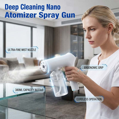 📢📢40% OFF !! ⏰ Cordless Nano Atomizer – Touchless Disinfecting, Blue Light – For Home, Office & Car 🏠