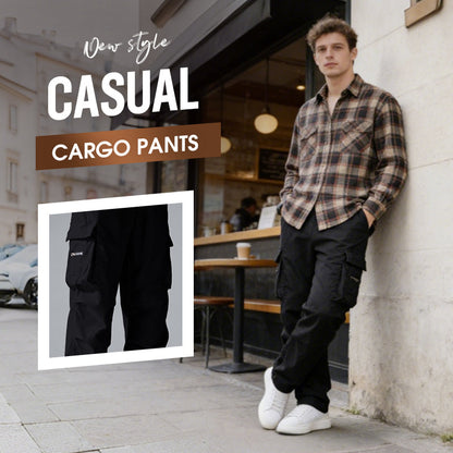 👖 50% OFF NOW!🛠️ Men's Stretch Cargo Pants – Multi-Pockets & Drawstring Waist – Casual Straight-Leg Trousers 🏃‍♂️