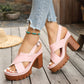 👡 LIMITED-TIME 50% OFF! ✨ Women's Criss-Cross Strap Platform Sandals – Chunky Heel, Adjustable, Non-Slip