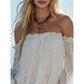 🌸 LIMITED-TIME 50% OFF! ✨ Women's Bohemian Off-Shoulder Lace Top – Sheer, Flowy, Romantic ☀️