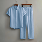 📢 PROMO EXCEPTIONNELLE -50% ! ⏰ Ensemble Homme 2 Pièces Texturé – Tissu Froissé Slub Respirant, Col Montant & Ceinture Élastique – Le Look Coordonné Parfait pour l’Été 🌿👕✨