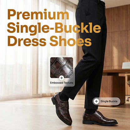👞 LIMITED-TIME 50% OFF! ✨ Men's Single-Buckle Dress Shoes – Faux Leather, Anti-Slip, 3 Colors 🤵