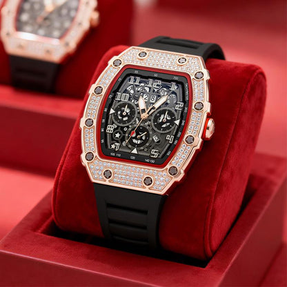 ⌚ Limited Edition – 50% Discount! ✨ Luxury Men's Tonneau-Shaped Watch with Rhinestone Embellishment
