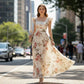 📢📢40% OFF !! ⏰Elegant Floral Print Pleated Maxi Dress