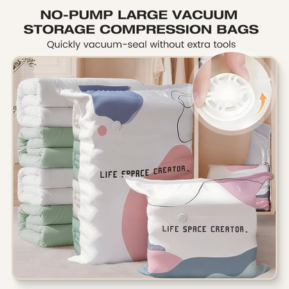 🌸 LAST DAY – BUY 2 GET 1 FREE! 💗 No-Pump 3D Vacuum Storage Bags – Space-Saving Reusable Sealer Bags for Bedding & Clothes – Saves Up to 80% Space ✨