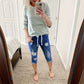 👖 LIMITED-TIME 50% OFF! ✨ Distressed Denim Capri Pants – Edgy Casual, Adjustable Waist, Cropped Fit 🌿