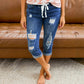 👖 LIMITED-TIME 50% OFF! ✨ Distressed Denim Capri Pants – Edgy Casual, Adjustable Waist, Cropped Fit 🌿