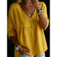 👚 50% OFF NOW! 🕊️ Women's Casual V-Neck Lace Trim Top – Empire Waist, Lightweight & 3/4 Sleeves – Flowy, Breathable & Romantic ✨