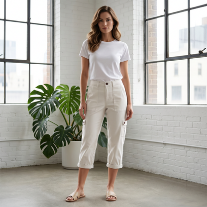 👖 50% OFF NOW! 🛍️ Women's Casual Cargo Capri Pants – Utility Pockets, Comfort Fit, Versatile Style 🌟
