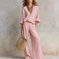 👗 LIMITED-TIME 50% OFF! ✨ Women’s V-Neck 2-Piece Set – Flowy Wide-Leg Pants, Relaxed Chic 🌸