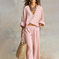 👗 LIMITED-TIME 50% OFF! ✨ Women’s V-Neck 2-Piece Set – Flowy Wide-Leg Pants, Relaxed Chic 🌸