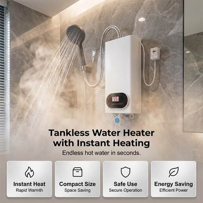 ⏰Compact & Safe Instant Electric Water Heater