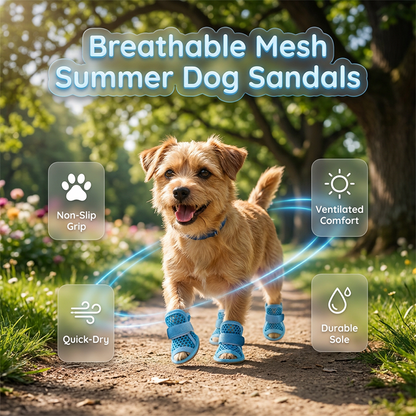 🔥 LAST DAY SPECIAL 50% OFF! ⚡ Lightweight Mesh Anti-Slip Pet Dog Boots – Breathable Summer Sandals, All Terrain Use 🐶