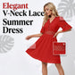 👗 PROMO LIMITÉE -50% ! ✨ Chic V-Neck Dress with Lace Cutout Details – Pleated Skirt, Flutter Sleeves, Breathable Fabric, 5 Colors, Sizes S-XL 🌸