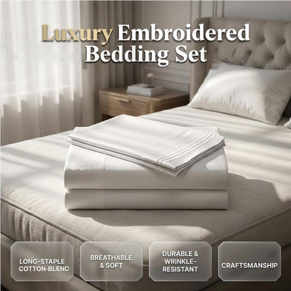 📢 LIMITED TIME 50% OFF! ✨ Luxury Embroidered European Bedding Set – Soft Fabric, Elegant Design & Deep Pocket Fit – Comfortable & Breathable 🌙🌸