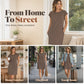 👗 LIMITED TIME 50% OFF! ✨ Women's Crew Neck Solid Color Dress – Cotton Blend, Cap Sleeves & Relaxed Fit 🌸