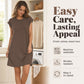 👗 LIMITED TIME 50% OFF! ✨ Women's Crew Neck Solid Color Dress – Cotton Blend, Cap Sleeves & Relaxed Fit 🌸