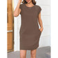 👗 LIMITED TIME 50% OFF! ✨ Women's Crew Neck Solid Color Dress – Cotton Blend, Cap Sleeves & Relaxed Fit 🌸