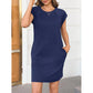 👗 LIMITED TIME 50% OFF! ✨ Women's Crew Neck Solid Color Dress – Cotton Blend, Cap Sleeves & Relaxed Fit 🌸