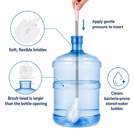 ⏳ LIMITED-TIME 50% OFF! 🧹 Long Handle Water Jug Brush – Extra-Long Reach, Bent Head Design & Rust-Resistant Steel Pole – Deep Clean Every Bottle Effortlessly ✨