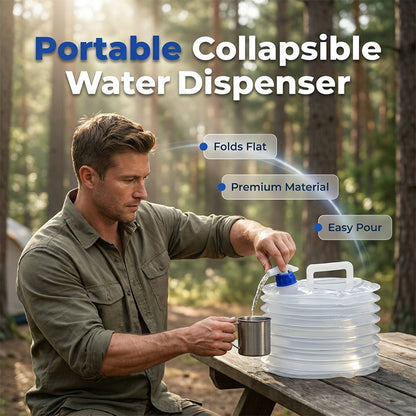 ⛺💧Collapsible Food-Grade LDPE 4 Water Container with Spigot | Adjustable-Flow Tap,Fold-Flat Storage🧪