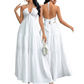 👗 PROMO LIMITÉE -50% ! ✨ Halter Neck Backless Tiered Maxi Dress – Deep V-Neck, Empire Waist, Flowy Tiered Skirt, 3 Colors, Sizes S-XXL 🌸