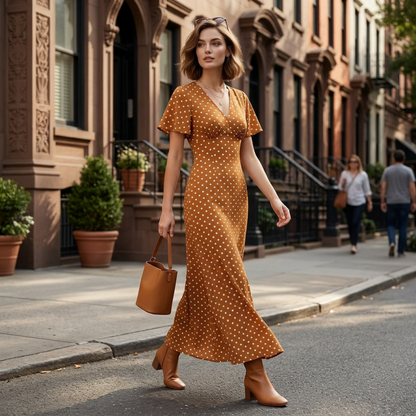👗 PROMO LIMITÉE -50% ! ✨ Robe Maxi à Pois Femme – Col V, Manches Papillon, Coupe Cintrée, Tissu Respirant, 6 Coloris, XS-XL 🎀