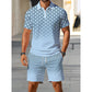👕 LIMITED TIME 50% OFF! ✨ Men's Geometric Print Collared Top & Shorts Set – Modern Pattern & Breathable Coordinated Look 🔷