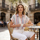 ⏳ PROMO LIMITÉE -50% ! ⏰ Women's Striped Short-Sleeve Button Down Shirt – Relaxed Fit, Chest Pocket, Soft Blend Fabric, Sizes S-XL 👔🏖️