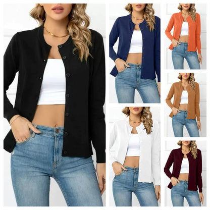 🎉 LIMITED TIME 50% OFF! 🧥 Women's Classic Crew Neck Cardigan – 50K+ Sold! Slim-Fit Design & Full Button Front 💝