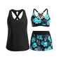 Women's 3-Piece Swimsuit Tankini Set with Shorts – Nylon-Spandex – Tummy Control & Push-Up Support for Active Women 👙