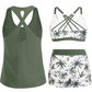 Women's 3-Piece Swimsuit Tankini Set with Shorts – Nylon-Spandex – Tummy Control & Push-Up Support for Active Women 👙