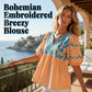 ⏳ LIMITED TIME 50% OFF! 🌸 Embroidered Breezy Blouse – Bohemian Floral Design & Elegant V-Neck Silhouette 👚