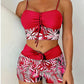 📢 LIMITED TIME 50% OFF! 👙 Women's Printed Two-Piece Swimsuit – High Waist Design, Boxer Style Bottoms & Lace-Up Detail ⏰✨