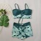 📢 LIMITED TIME 50% OFF! 👙 Women's Printed Two-Piece Swimsuit – High Waist Design, Boxer Style Bottoms & Lace-Up Detail ⏰✨