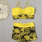 📢 LIMITED TIME 50% OFF! 👙 Women's Printed Two-Piece Swimsuit – High Waist Design, Boxer Style Bottoms & Lace-Up Detail ⏰✨